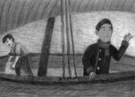 illustration character ship ready to depart farewell charcoal black and white alma cecilia lopez carranza